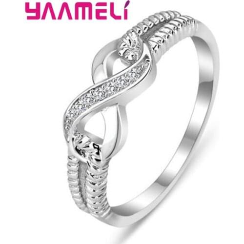 Sweet Bowknot Infinity Love Letter 8 Finger Ring for Women Top Grade Cubic Zircon 925 Sterling Silver Wedding Band S925 Jewelry