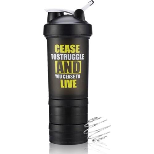 650ml Protein Shaker Water Bottle with Stirring Ball BPA Free Portable Sports Bottle Mixing Whey Protein Leak-proof Cup