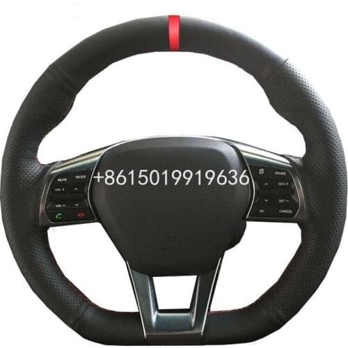 Top Black Suede Car Steering Wheel Hand-stitch on Wrap Cover For Hyundai Sonata 9th 15-19