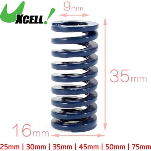 Uxcell 1pc Od 16mm Id 8mm/9mm Light Load Spiral Stamping Compression Die Spring Length 25mm 35mm Blue 16x8x25mm 16x9x35mm