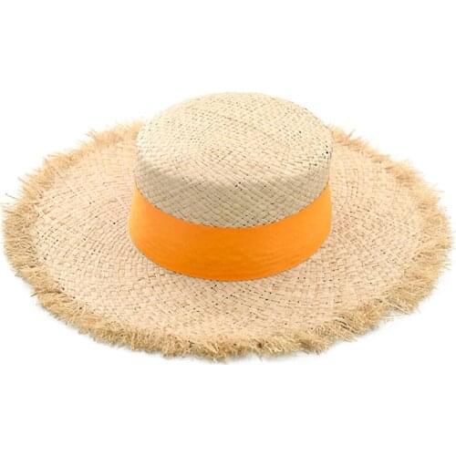 New Natural Raffia Grasses Fashion 2021 Summer Hat Women Straw Beach Visor Protection Sun Hats Wide Brim Sunhat Chapeau Femme