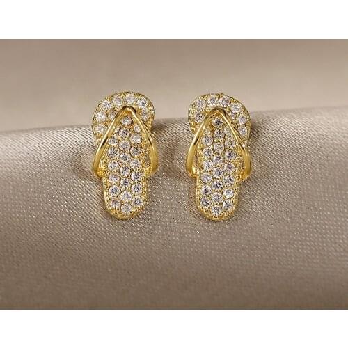 2021 New Mini Shoes Gold Color Stud Earrings Suitable for Ladies Korean Fashion Jewelry Girls Unusual Gift Party Luxury Earrings