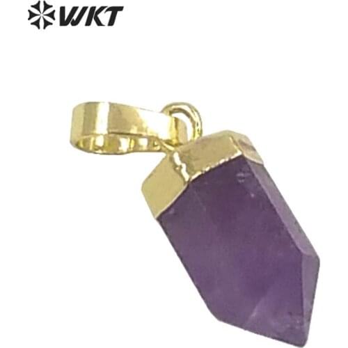 WT-P1333 Purple Quartz Natural Stone Necklaces Pendants Purple Crystal Charms for Women 2018 Fashion Design Female Jewelry