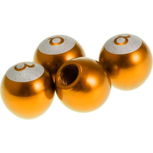 Gold 4pcs Car Wheel Tire Air Valve Stems Caps 8 Ball for Car Bicycle Motor