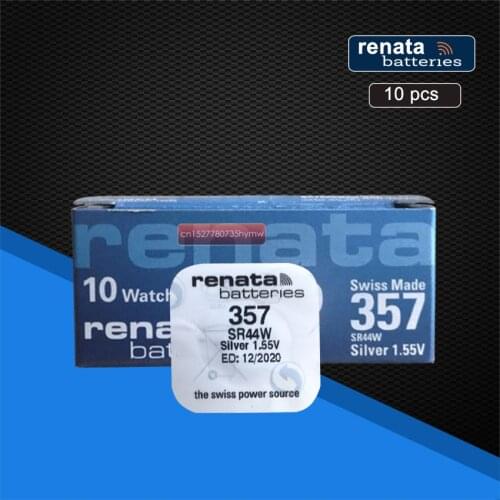 10pack 100% Original New Renata 357 LONG LASTING SR44W SR44 LR44 A76 L1154 SR44 357A AG13 Swiss Made Watch Battery