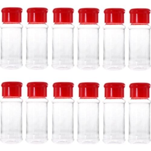 12 Pcs Plastic Spice Salt Pepper Shaker Seasoning Jar Barbecue Seasoning Jar Bottle Kitchen Seasoning Bottle