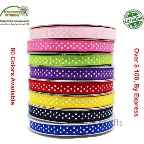 3/8" 9 MM Grosgrain Printed Dots Ribbon Wedding DIY Tape Gift Christmas Red 100 YARDS / ROLL 80 Colors