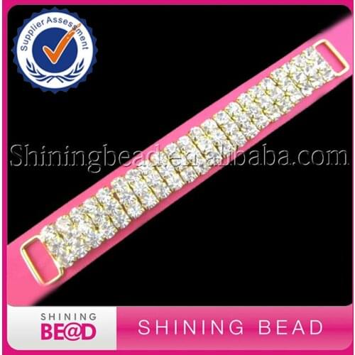 50pcs/lot 3 Rows Gold Charm Crystal Rhinestone Bikini Swimwear Connectors/ Buckle Metal Chain Buttons For Swimwear