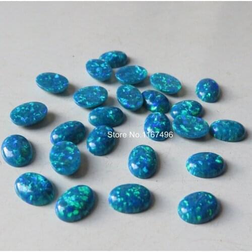 50pcs/ lot op36 peacock blue 6x8mm Oval Opal Oval Fire Opal Stone ,Synthetic Opal Stone, Oval Cabochon Opal