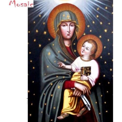 5D DIY Diamond Painting Cross Stitch kit square Diamond Embroidery Our Lady of Virgin Mary Catholic Madonna and Child christmas