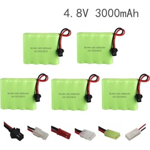 5PCS 3000mah 4.8v Rechargeable Battery For Rc toys Cars Tanks Robots Gun NiMH Battery AA 4.8v 2400mah Batteries Pack For Rc Boat