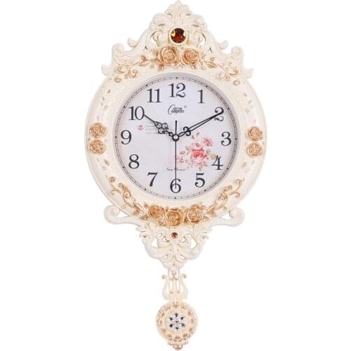 Large Wall Clock Living Room Vintage European Swing Clock Luxury Silent Shabby Chic Watch Wall Orologio Da Parete Decor SC316