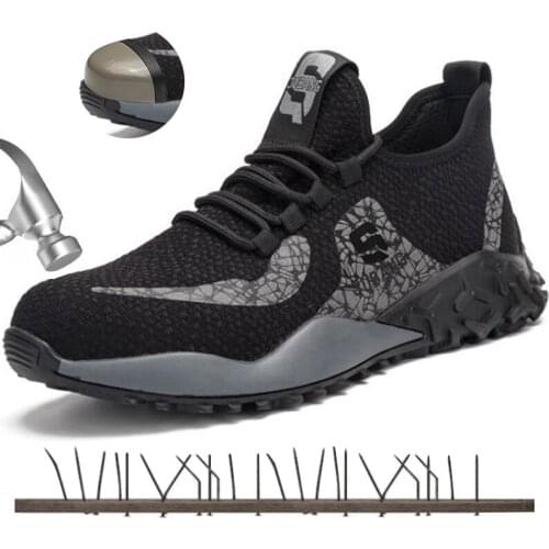 Mens Breathable Anti-Smashing Anti-Puncture Safety Work Boots Steel Toe Shoes Outdoor Protection Labor Protection Sports Shoes