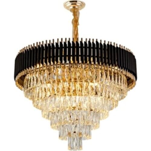Black Modern LED Chandelier Lighting for Living Room Dining Room Luxury Crystal Ceiling Chandeliers Pendant Hanging Lamp