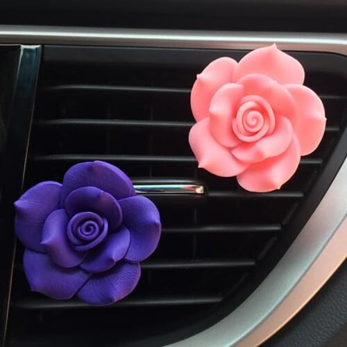 Camellia Flower Decor Car Aroma Diffuser Flavoring In Car Air Freshener Auto Perfume Vent Clip Car Smell Car Accessory For Girls
