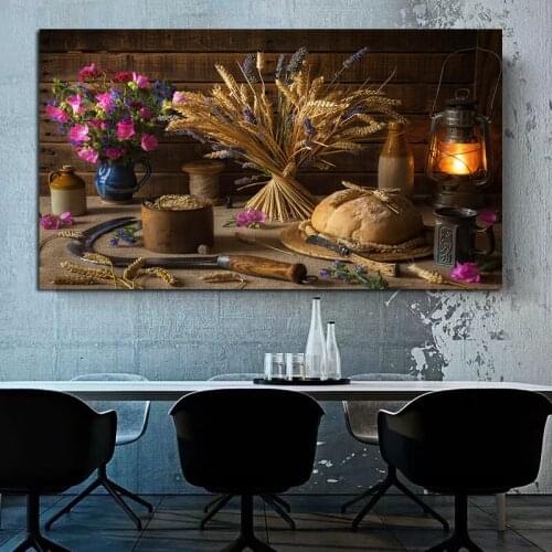 Food Canvas Poster Kitchen Decor Painting Living Room House Wall Decor Scandinavian Posters and Prints Bread coffee Picture