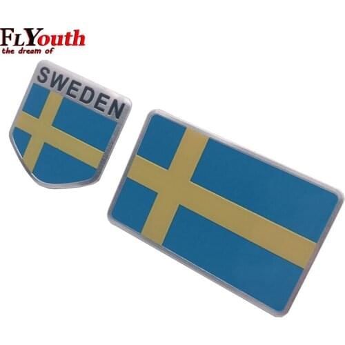 Aluminum Alloy SWEDEN National Flag Emblem Badge 3D Car Sticker For Volvo V70 XC60 S60 V60 V40 Golf Passat Toyota Auris Kia