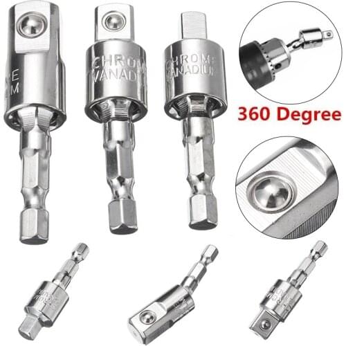 Socket Adapter Drill BIts Set Hex Shank to 1/4" 3/8" 1/2" Impact Drill Bits Hex Wrench Sleeve Extension Bar Drive Power Tools