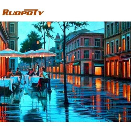 RUOPOTY Oil Picture By Numbers For Adults Children Home Decoration Living Room Wall Art Paint City Night Scenery 60x75cm Artcraf