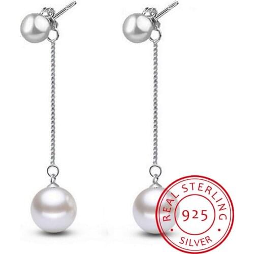 Classic Pearl Earrings for Women Silver 925 Jewelry Female Long Tassels Ear drops Temperament Wedding Accessory Gift