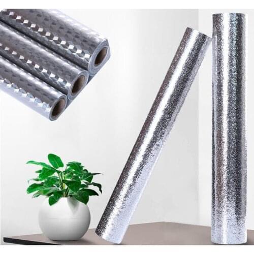 Kitchen cupboard Wall Stove Aluminum Foil Oil-proof Stickers Anti-fouling High-temperature Self-adhesive Wallpaper Wall Sticker