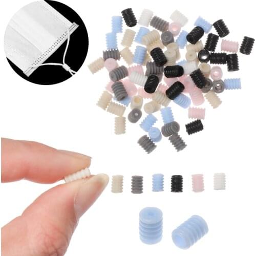 Hot 100Pcs Non Slip Silicone Stopper Adjustable Cord Locks Toggles Drawstrings Lanyard Buckle Elastic Button Sewing Accessoties