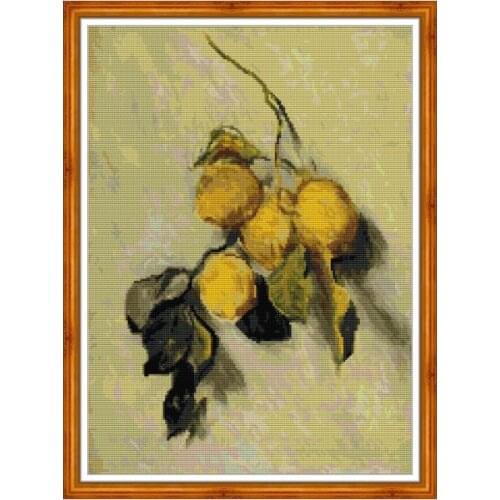 Monet-Branch of Lemons cross stitch kit aida 14ct 11ct count printed canvas stitches embroidery DIY handmade needlework