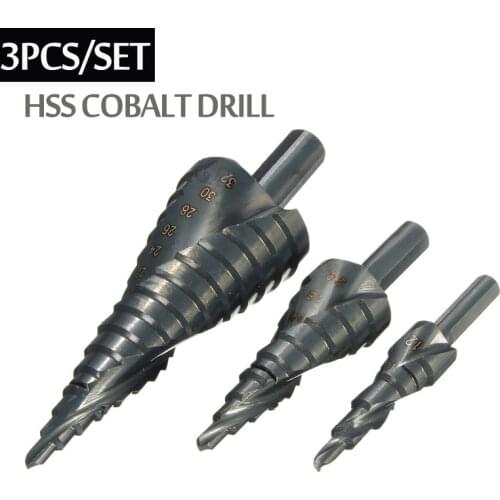 3PCS/SET 4-32MM HSS Cobalt Step Drill Bit Set Nitrogen High Speed Steel Spiral For Metal Cone Triangle Shank Hole Metal drills