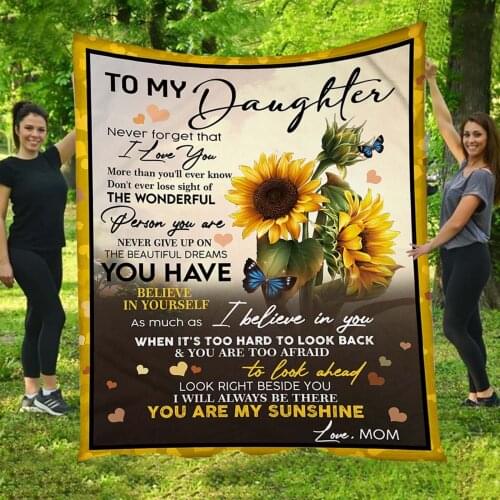 Letters To My Daughter Express Love Blanket Sunflower Print Blanket on Bed Home Textiles Daughter Gift Blanket Mantas de cama