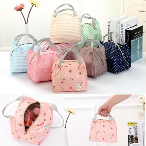 Portable Striped Dot Lunch Bag Thermal Insulated Cold keep Food Safe warm Lunch bags For Girls Women