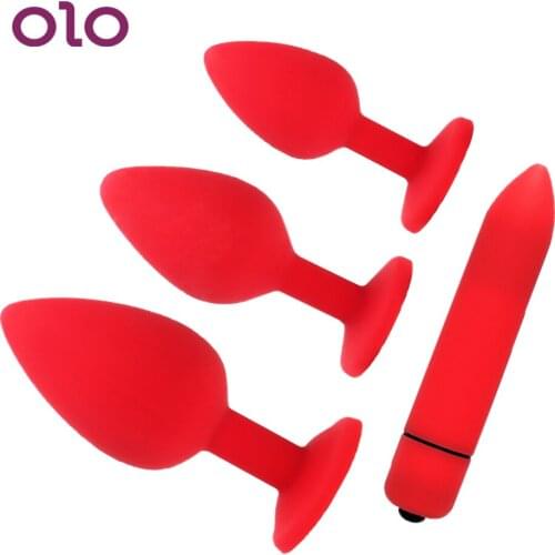 OLO Butt Plug Anal Plug Multispeed Prostate Massager 4Pcs Crystal Jewelry Sex Toys for Men Women Bullet Vibrator