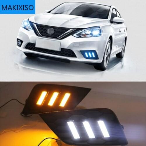 2Pcs LED Daytime Running Light For Nissan Sentra sylphy 2016-2018 Waterproof 12V DRL Fog Lamp Decoration Car accessories