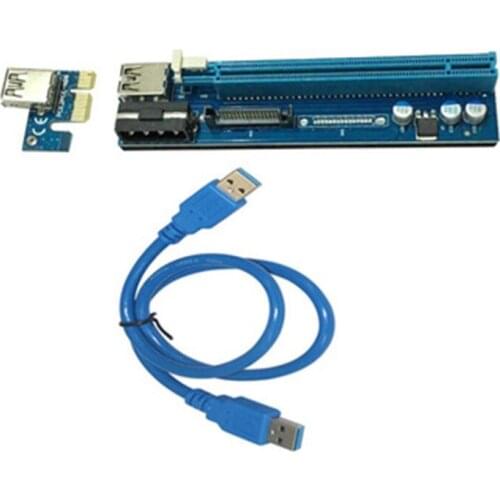 USB 3.0 PCI-E Riser VER006C 4Pin SATA Dual Interface 16x to 1x Powered Adapter Card for Bitcoin-Litecoin-ETH Coin