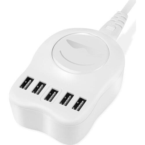 SOONHUA 5 Port USB Charger Portable 5V 3.1A Fast Charging Chargers 100-240V With Power Cord