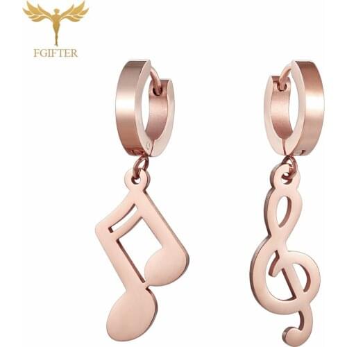 Rock Style Asymmetric Music Note Earrings for Women High Quality Stainless Steel Jewelry Fashion Woman Ear Rings