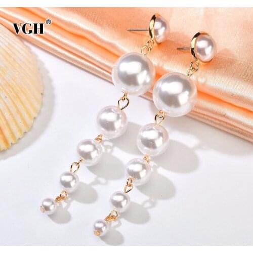 VGH Pearl Earrings Women Fashion Jewelry 2020 Long Eearrings New