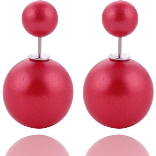 12 Colors Hot Selling Double Ball Earrings Genuine Brand Double Side Matte Pearl Stud Earrings For Women Lady Christmas Gift