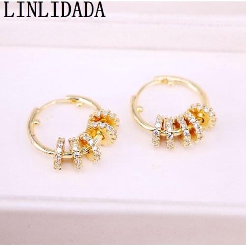 6Pair clear cz hoop earring floating round circle charm trendy fashion women 2020 summer gold filled jewelry
