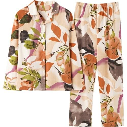 2 Piece Women Pajamas Set Spring Autum Long Sleeve Trouser Home Wear Pajamas 4XL Cotton Sleepwear For Women Female Home Service