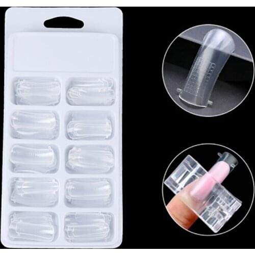 100Pc/Box Clear Nail Mold Full Cover Fast Extension Glue Special Transparent Nail Mold Tips Dual Forms Nail Extension Fake Tip