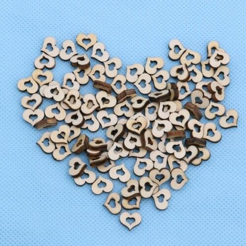 100pcs Blank Mini Hollow Wooden Heart Embellishments Crafts Wedding Decor 10mm Dress Decoration Sewing Art Craft Tool