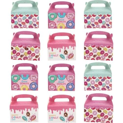 12Pcs Donuts Gift Box Paper Treat Box Creative Candy Box Cake Packing Box Party Supplies