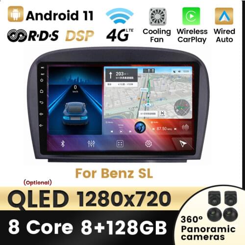 1280*720 Android 11 Car GPS Navigation DVD Multimedia Player For Benz SL-Class SL350 R230 4G Wifi BT Stereo Player Carplay AUTO