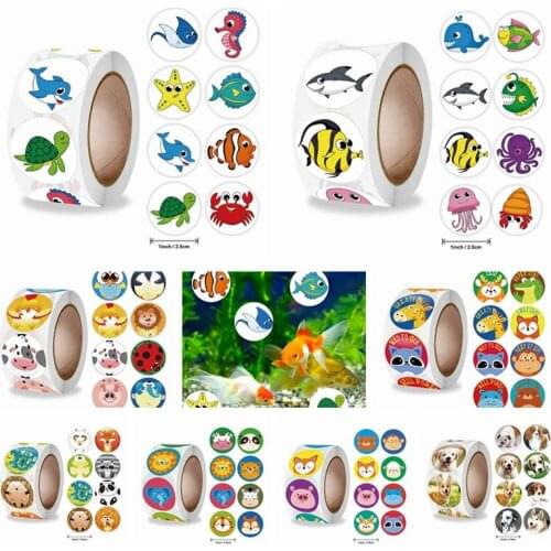 500pcs/roll Teacher Reward Stickers Kids Children Kindergarten School Encouragement Students Games Toy Animals Stationery Labels