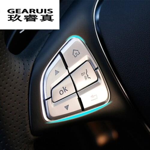 Car Styling Steering Wheel Button Covers Trim Stickers for Mercedes Benz GLC A C Class W205 X253 CLA C177 GLA X156 Accessories