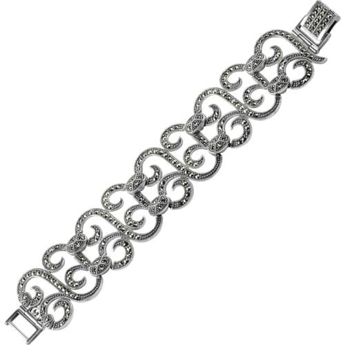 925 Sterling Silver Marcasite Stone Bracelet