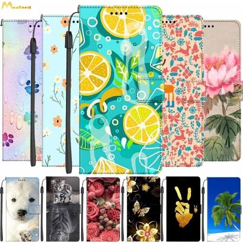 Lemon Wolf Cat Leather Flip Cover For Huawei Y9A Case Book Style Wallet Holster For Huawei Y9S Case Y9 2018 Y 9A 9S Funda Etui