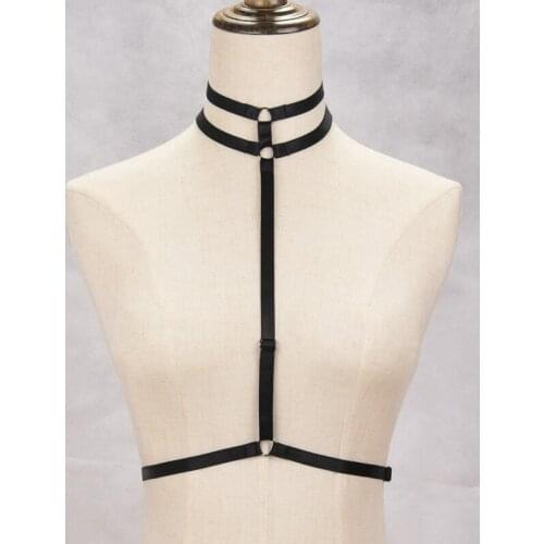 Black Sexy Womens Bra Harness Elastic Lingerie Crop Top Open Cage Bra Bralet Strappy garters for women ligueros mujer