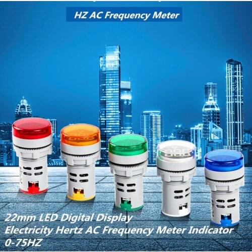 Digital Display Electricity Hertz Meter Frequency Meter Indicator Light AC Meter Red Tester 0-99Hz Green White