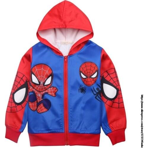 Disney Childrens cotton hooded sweatershirt spring autumn boy new spiderman jacket long sleeve outerwear iron Man coat